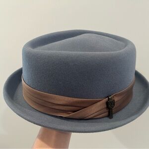 Brixton Stout Blue Haze Pork Pie - Hat
 Blue Fedora with Brown Band